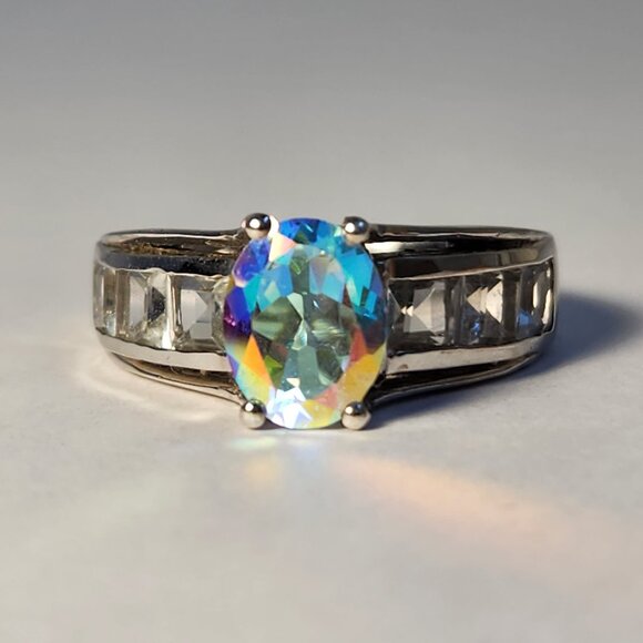 VTG NIB 925 Mercury Mystic Topaz Aurora Borealis Ring Size 7 - Picture 3 of 15